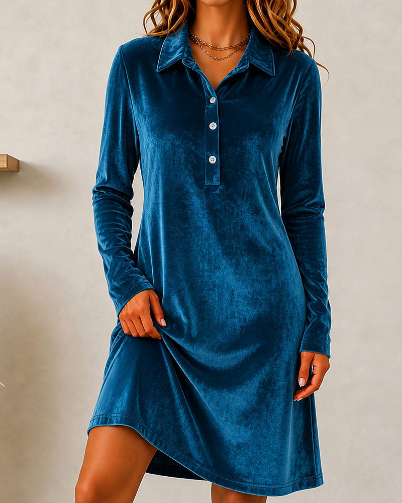 Klädning Knapp Solid Casual