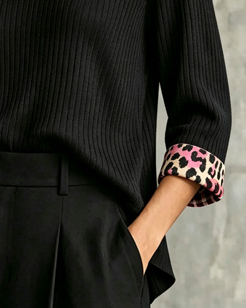 Blus Cowl Neck Leopard Tryck Avslappnad Panel