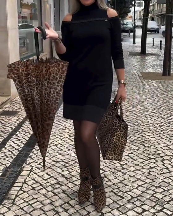 Klänning Avvikande Axel Långärmad Mode