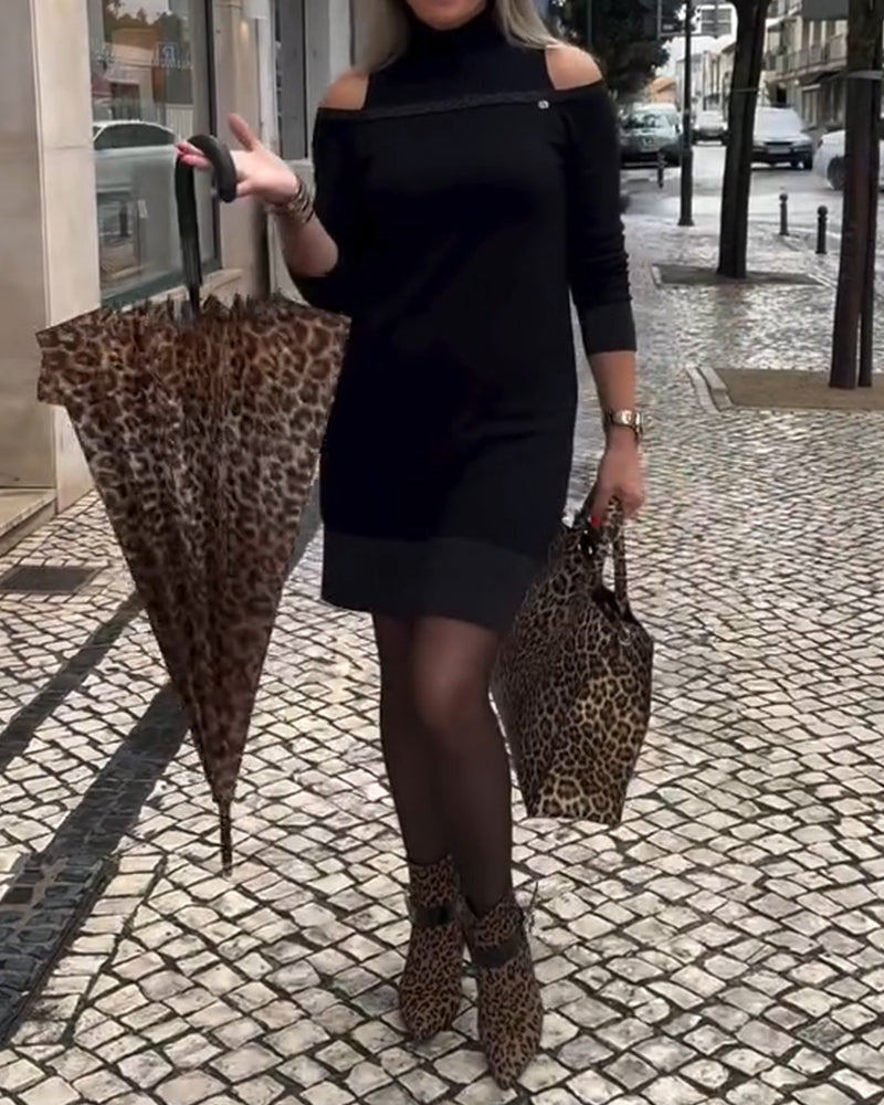 Klänning Avvikande Axel Långärmad Mode