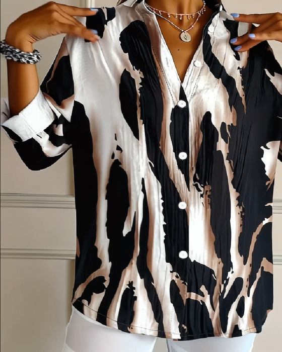 Blus Ståkrage Oregelbundet Tryckt