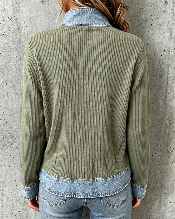 Kappa Avslappnad Denim Panel Stickad