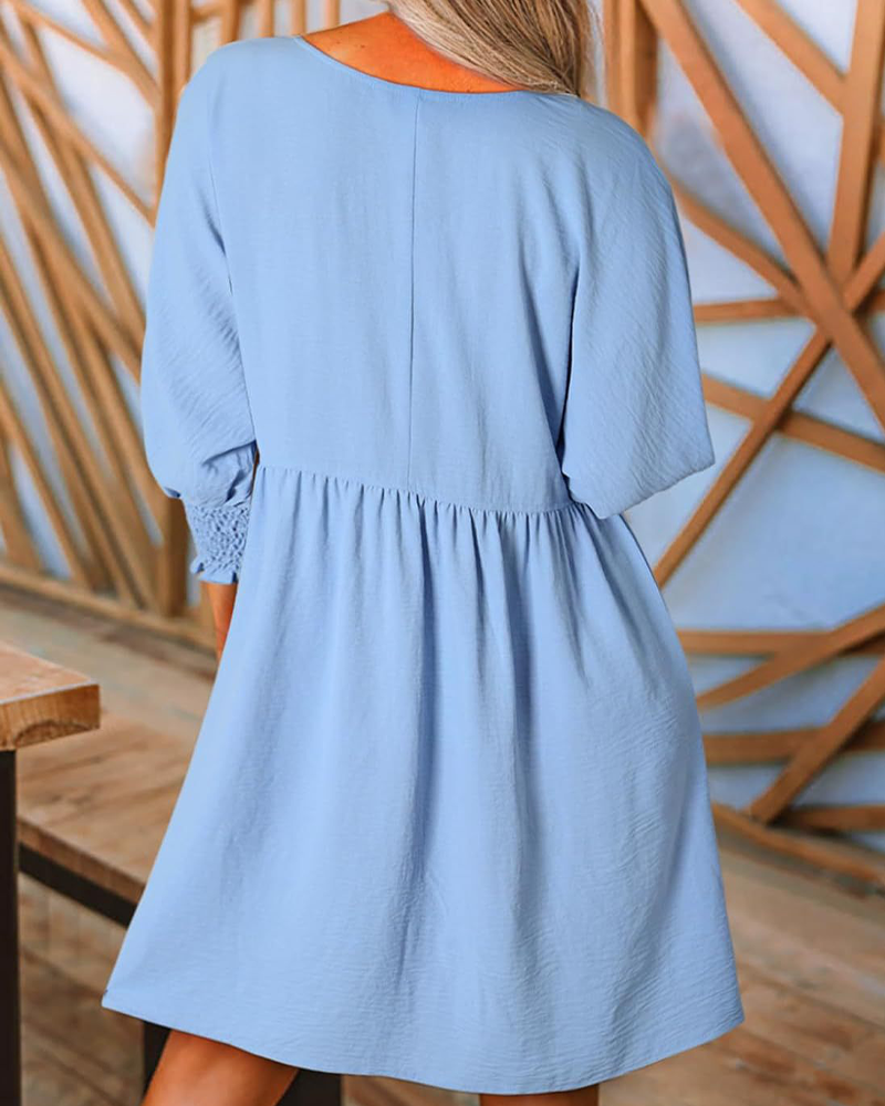 Klänning Dam Enfärgad Midjeknäppning