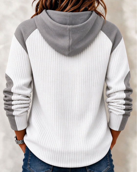Hoodie Snörning Färgblock Design