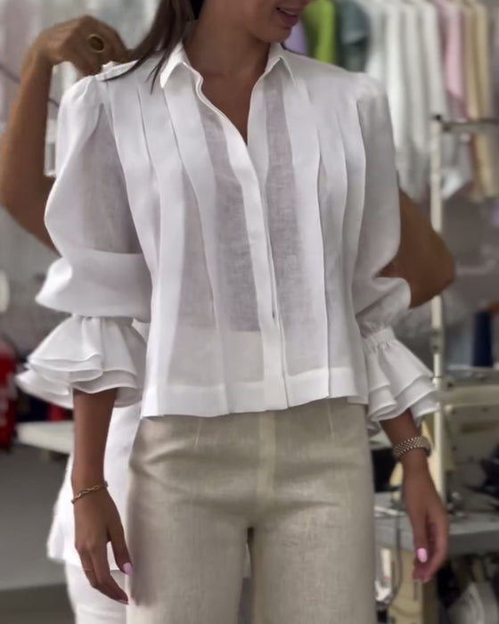 Skjort Puffärm Rysch