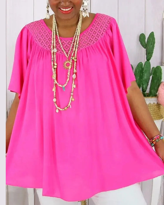 Blus i Enfärgad Löst Passform