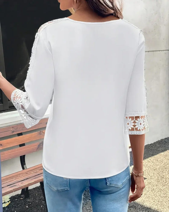 T-shirt Enfärgad Hål Hake Patchwork