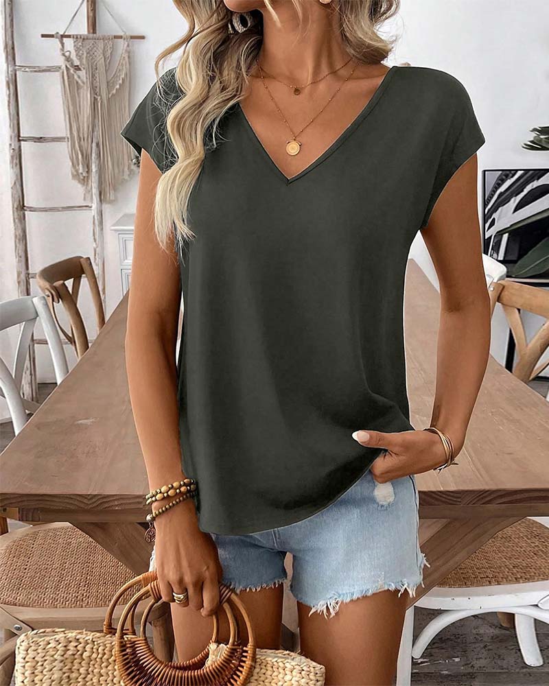 T-Shirt V-Hals Rygg Rosett
