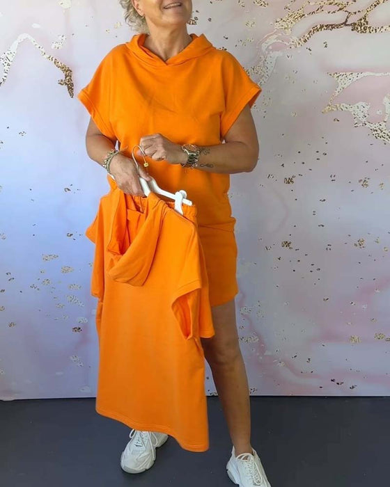 Lös huva set med enfärgad och kortärmad