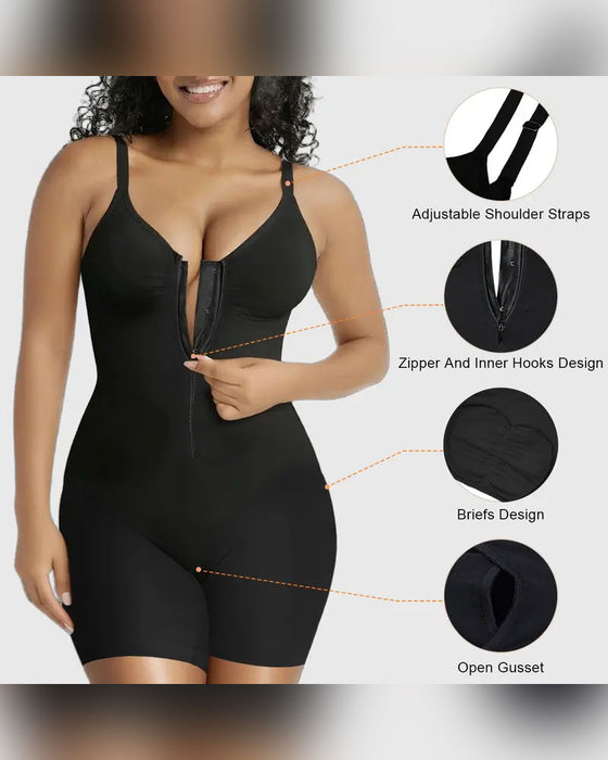 Shapewear för Kvinnor Magkontroll Bodysuit Dragkedja Komfort Ultra Stretchtyg