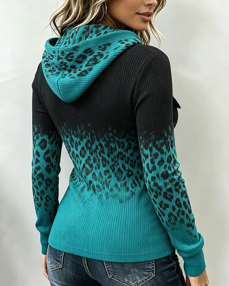 Topp Dragkedja Ombre Leopard