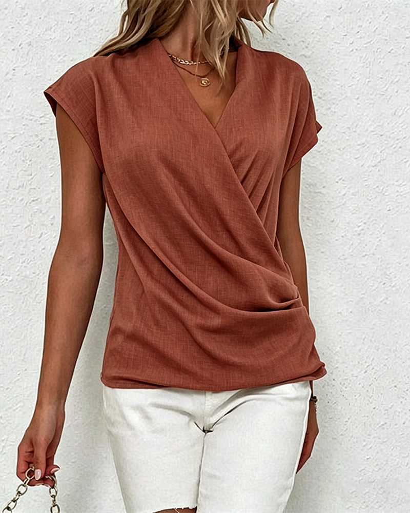 Blus Med Korslagda Veck