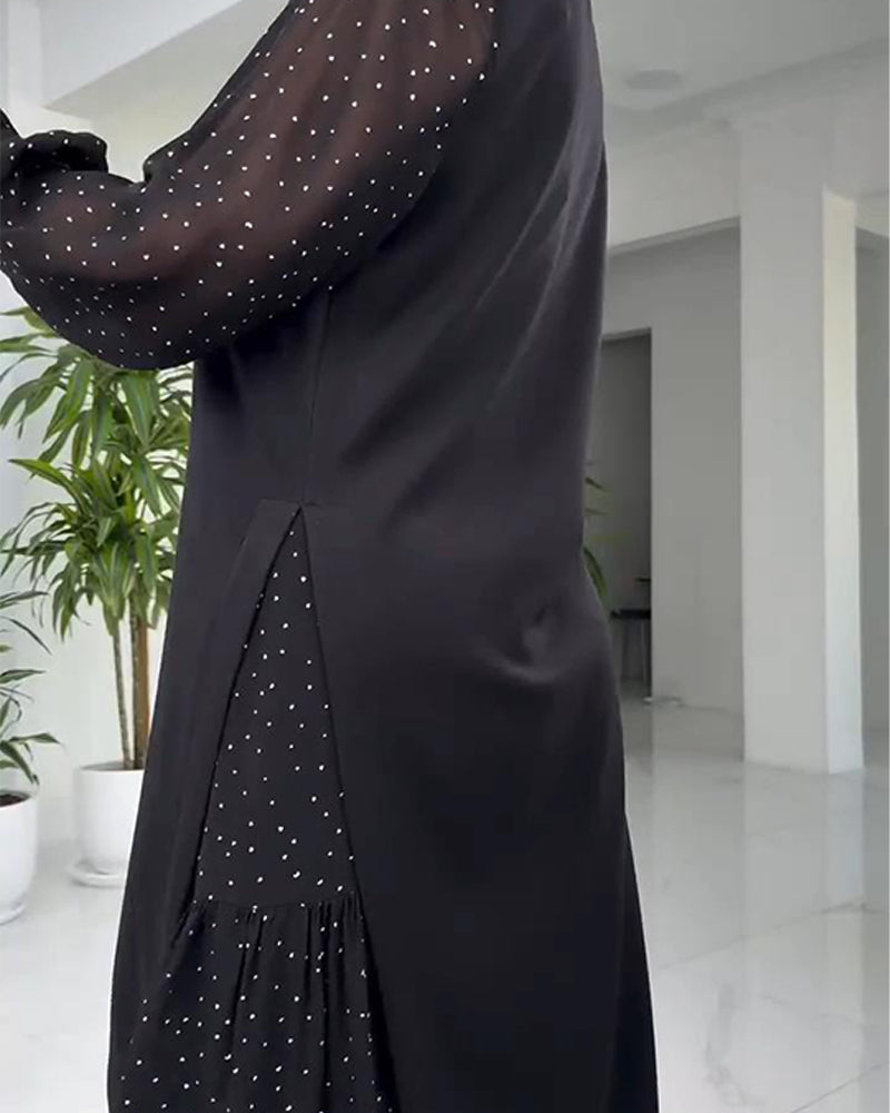 Klänning I Fusk-Tvådelad Stil Med Spets, Rosett Och Patchwork