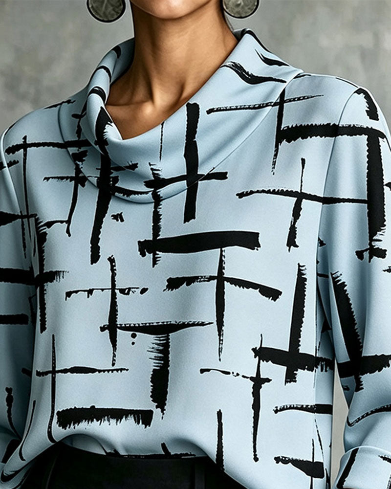 Blus Mock Cowl Neck Kors Mönster