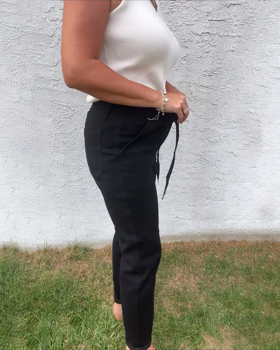 Byxor Enfärgade Avslappnade Stretch