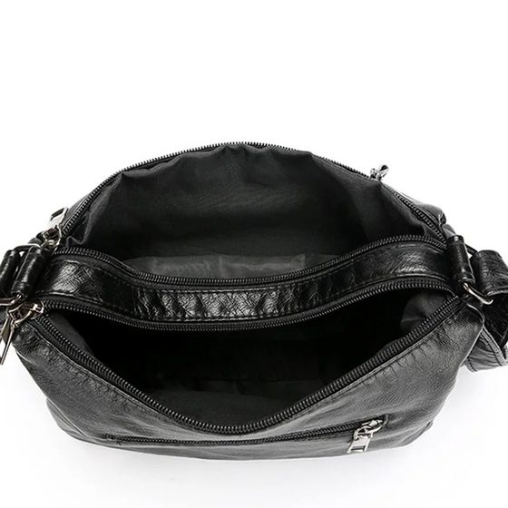 Damernas Mjuka PU Läder Multi-Ficka Crossbody Väska