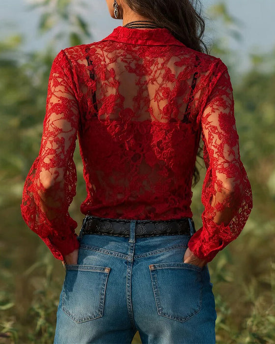 Krage Skjorta I Enfärgad Design Med Långa Ärmar