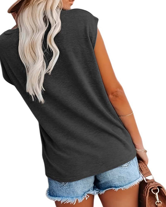 T-Shirt V-Hals Tryckt Ärmlös