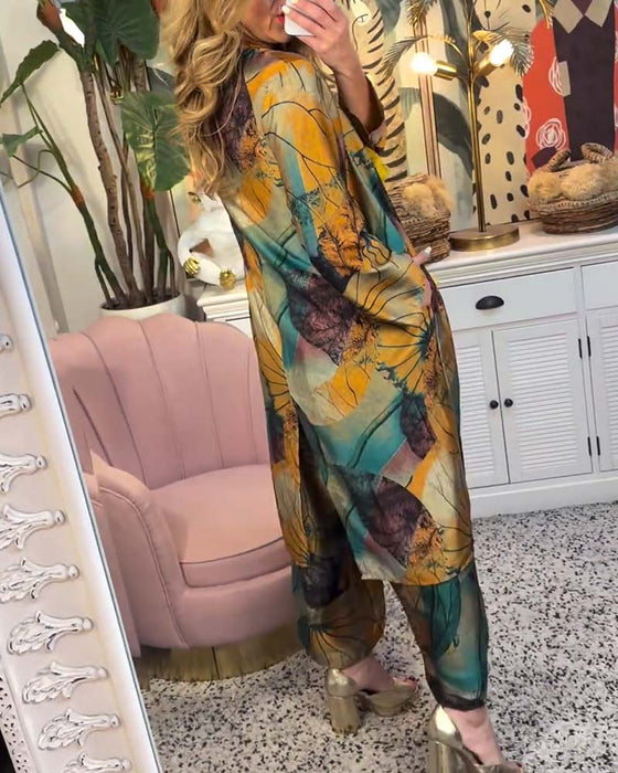 Retro löst tryckt casual set