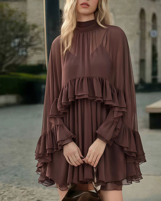 Set Elegant Chiffong Cami Klänning Tvådelad
