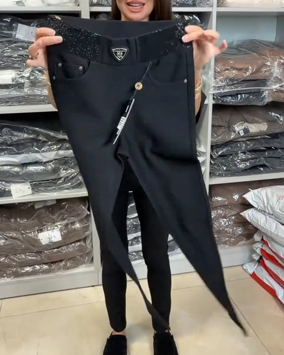 Stilfulla Byxor I Enfärgad Stretch