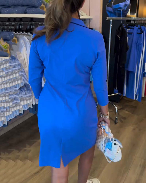 Klänning Slag Enfärgad Dragkedja Lång Ärm