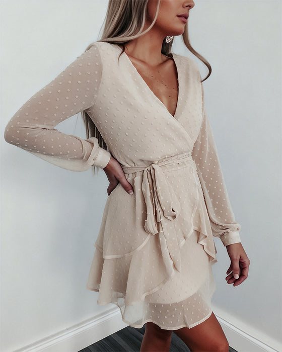 Klänning V-Ringning Tredimensionell Blomma Allmatch