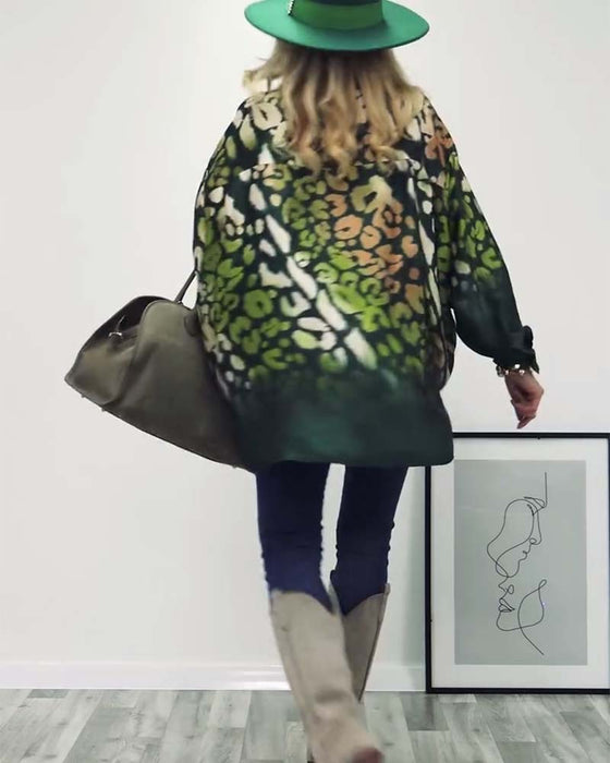 Casual skjorta med leopardmönster