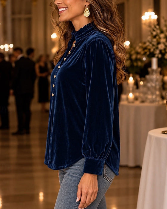 Blus Solid Knapp Elegant