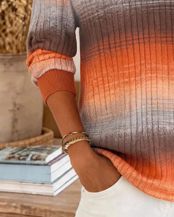 Blus Ombre Ribbad Lång Ärm