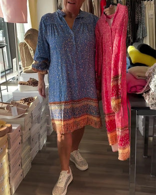 Klänning Blommigt Tryck Etnisk Stil