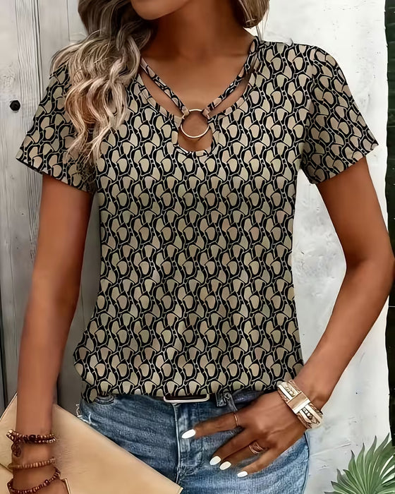 T-Shirt Ring Spänne Geometrisk Tryck