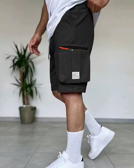 Herr Byxa Enfärgad Loose Fit Kort Cargo