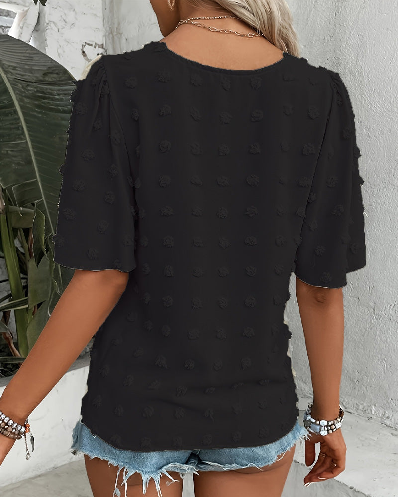 Blus Sammanfogad Jacquard Volangärm