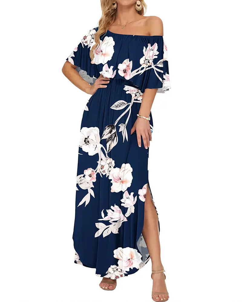 Klänning Elegant Bläcktvätt Blommig Maxi