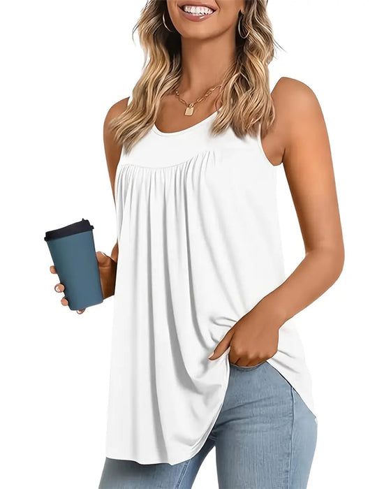 Tredelad set Ärmlös Plisserad Löst sittande väst