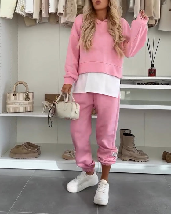 Set Casual Huvtröja Och Byxor