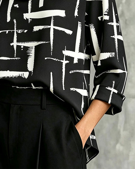 Blus Mock Cowl Neck Kors Mönster