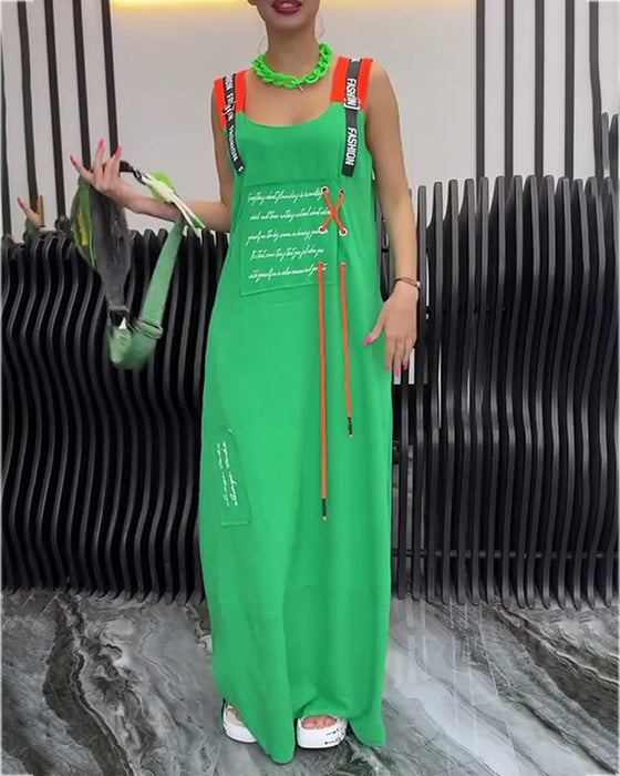 Klänning Ärmlös Personlig Bokstavstryck