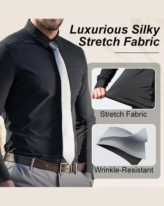 Herrlångärmad Skjorta I Enfärgad Färg