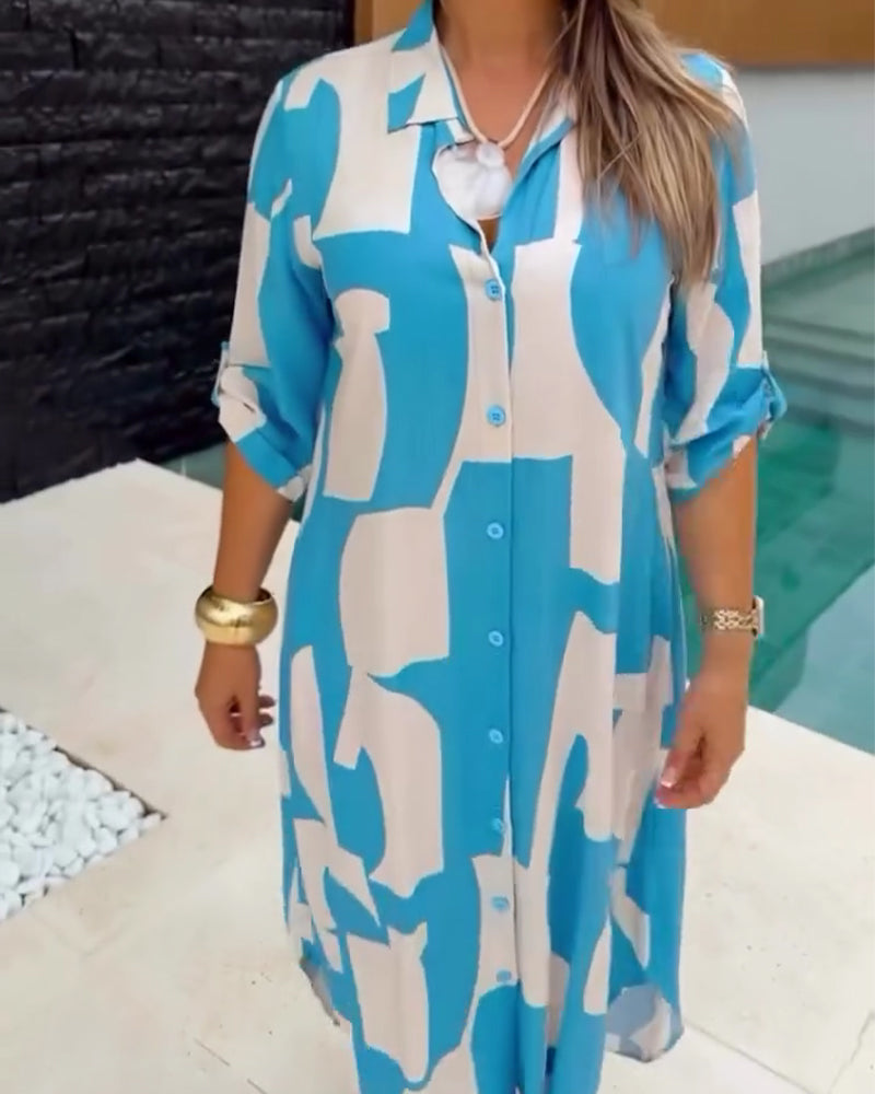Klänning Casual Skjorta Lång