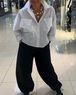 Skjorta Stilfull Enfärgad Fickdesign