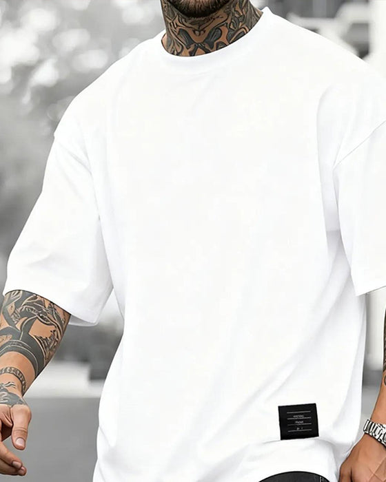 T-Shirts Rundhals Lös Vävd Etikett