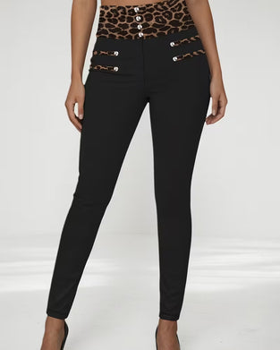Byxor Hög Midja Leopard Tryck Tight Smala
