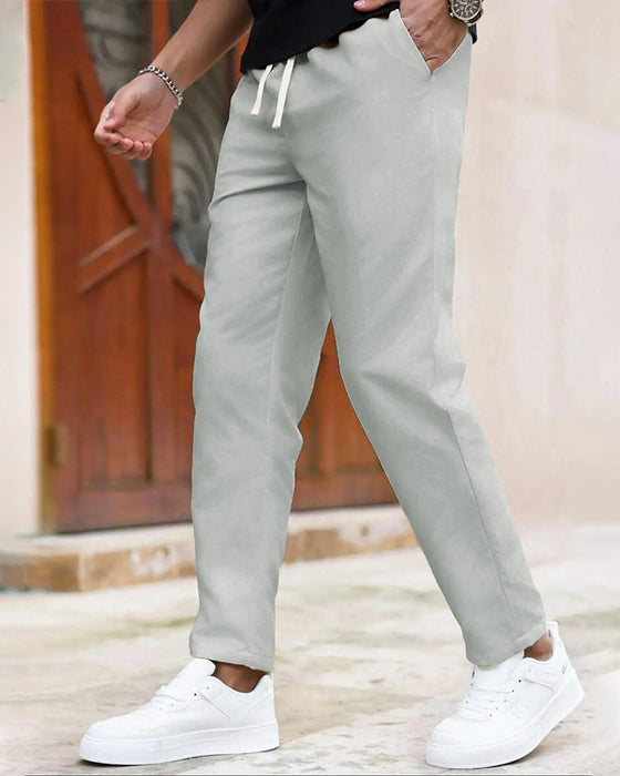 Herr Byxa Enfärgad Dragsko Slim Fit Croppad