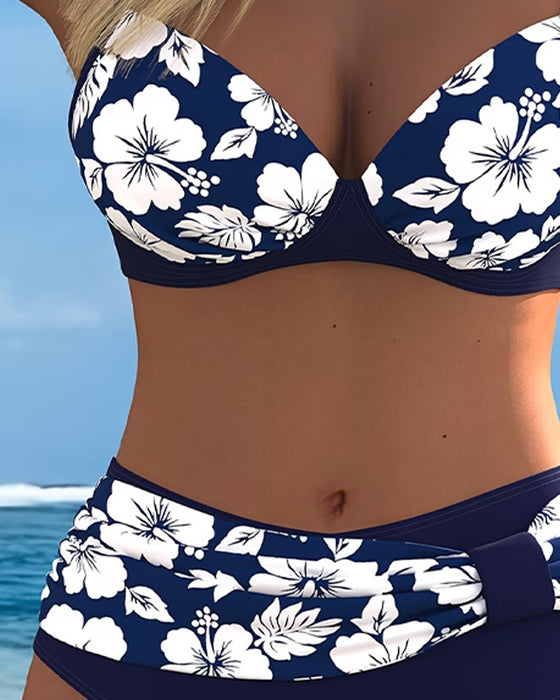 Bikinis Hibiscus Tryck Tvådelad