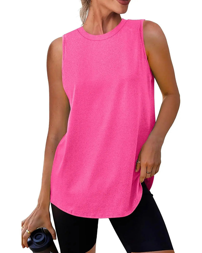 Linne Lös Passform Enfärgad Ärmlös