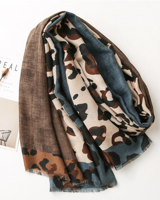 Dam Halsduk Leopard Lapptäcke Print Fransar Schal