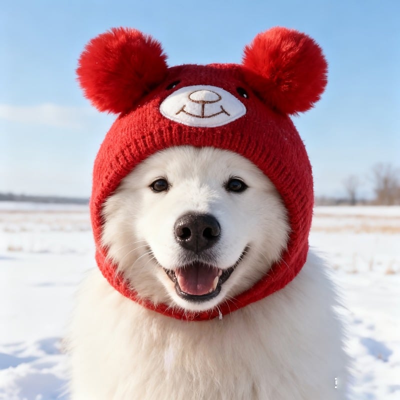 Halsduk Och Mössa Set Stor Hund Stickad Öron