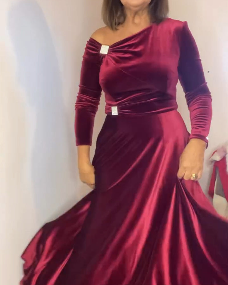 Klänning Stilfull Sammets Metallspännen